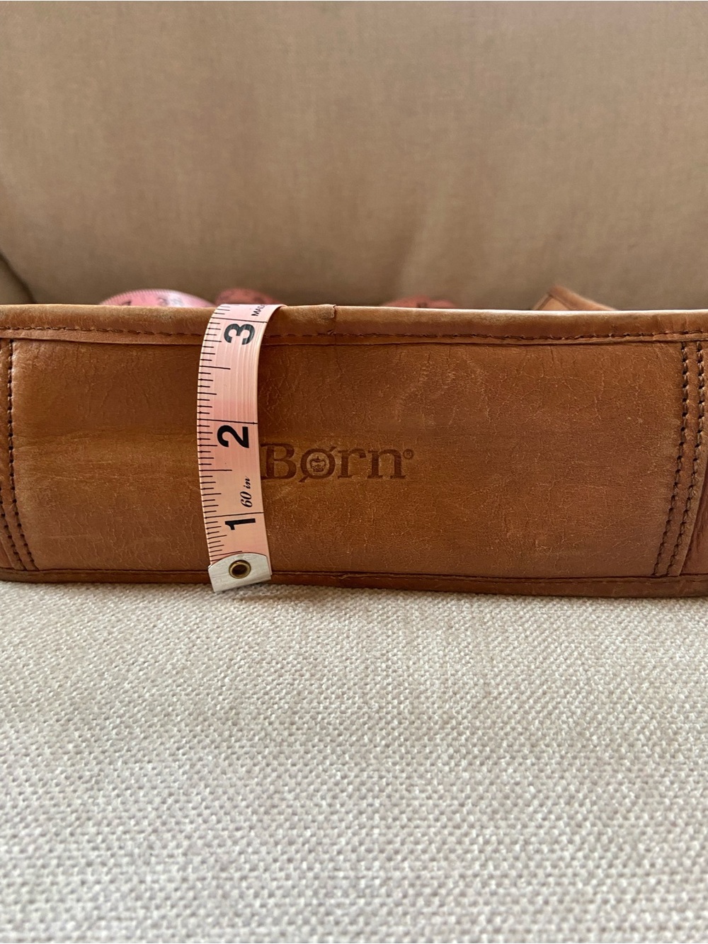 BORN Tan Leather Crossbody Distressed Hobo Bag - Picture 13 of 14